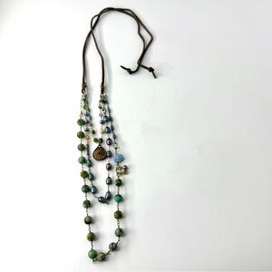 Wire Wrapped Multicolored Gemstone Boho Necklace, Sundance Inspired Necklace